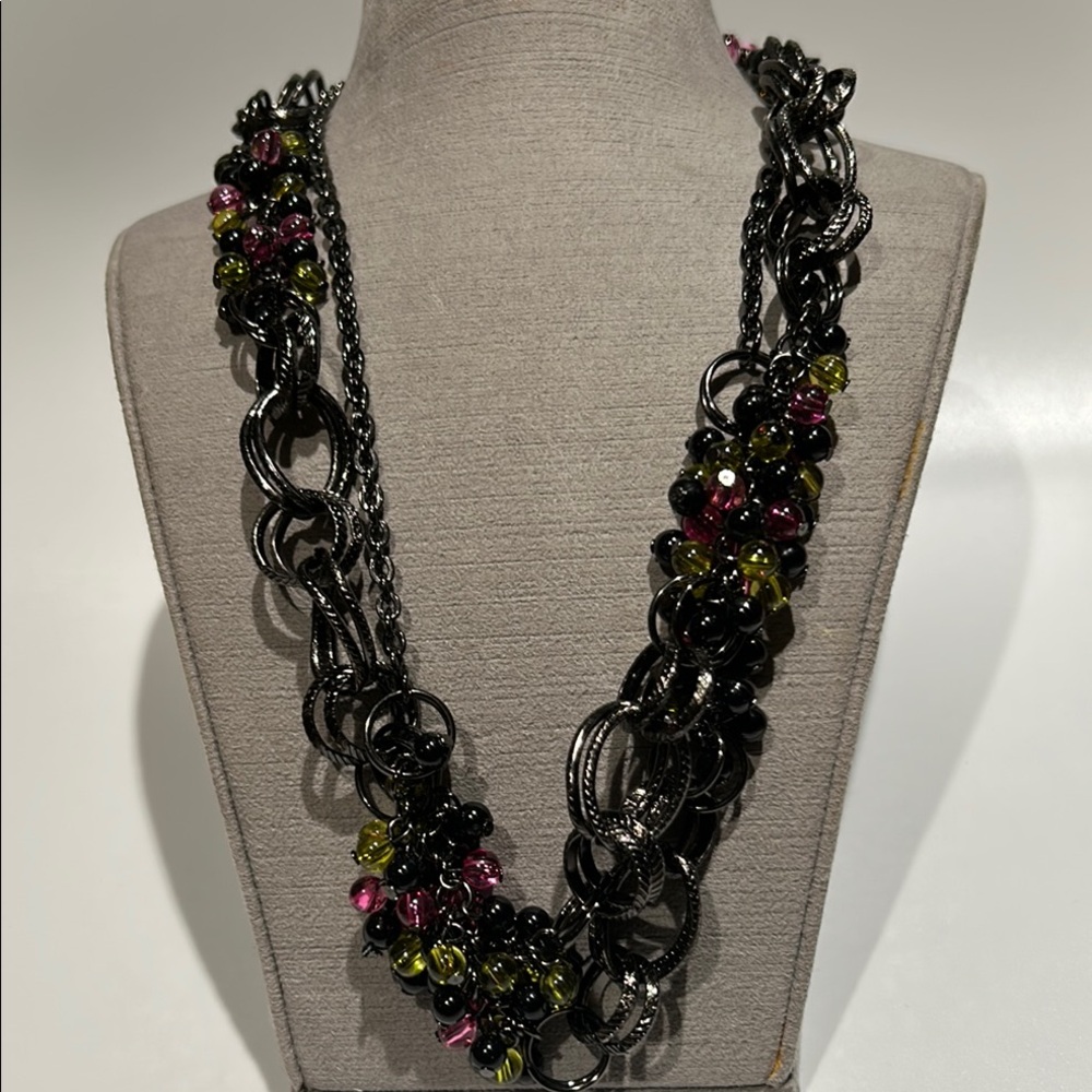Elegant Black and Multicolor Beaded Necklace